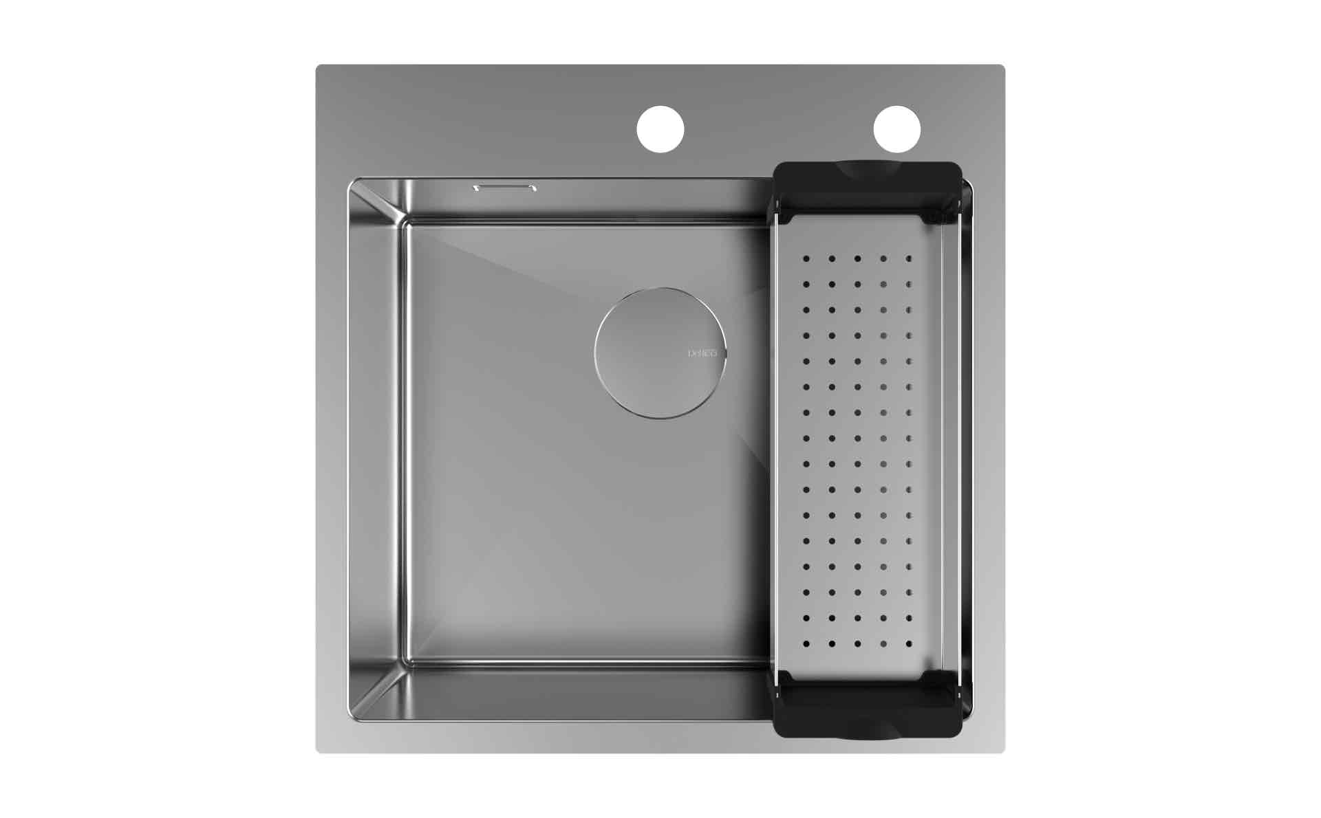 DeRicci უჟანგავი ფოლადის სამზარეულოს ნიჟარა ქრომი 51x51cm HMS4640R10