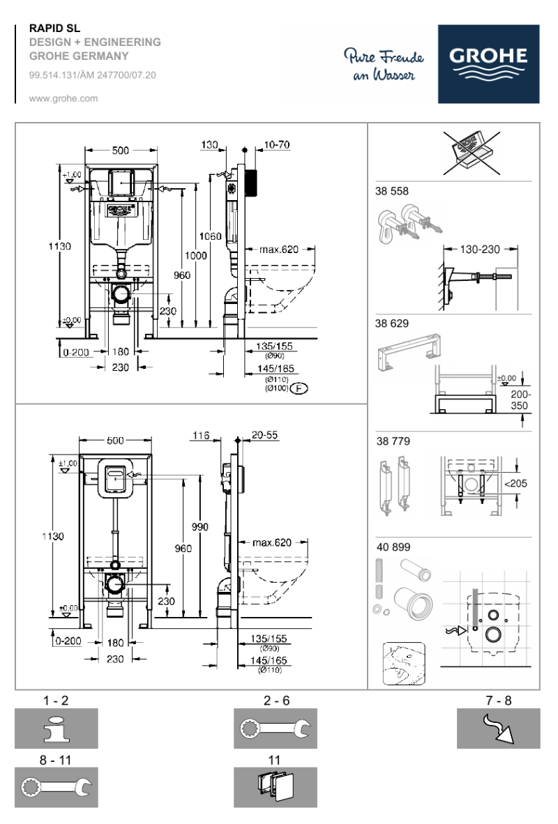 GROHE Rapid SL - ჩასაშენებელი უნიტაზის ცისტერნა შავი ღილაკით 39939000