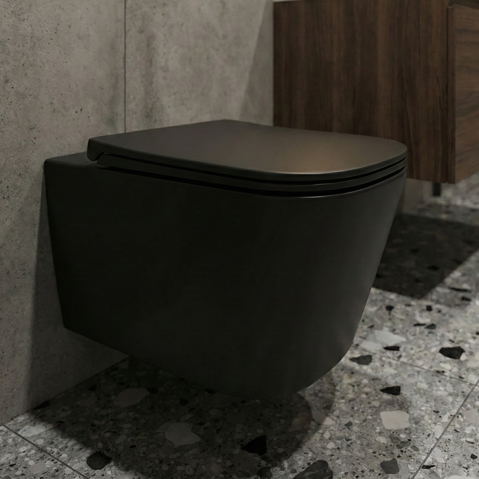DeRicci დასაკიდი უნიტაზი DRC-WH2102A-MB - შავი მატი 525x345x360mm