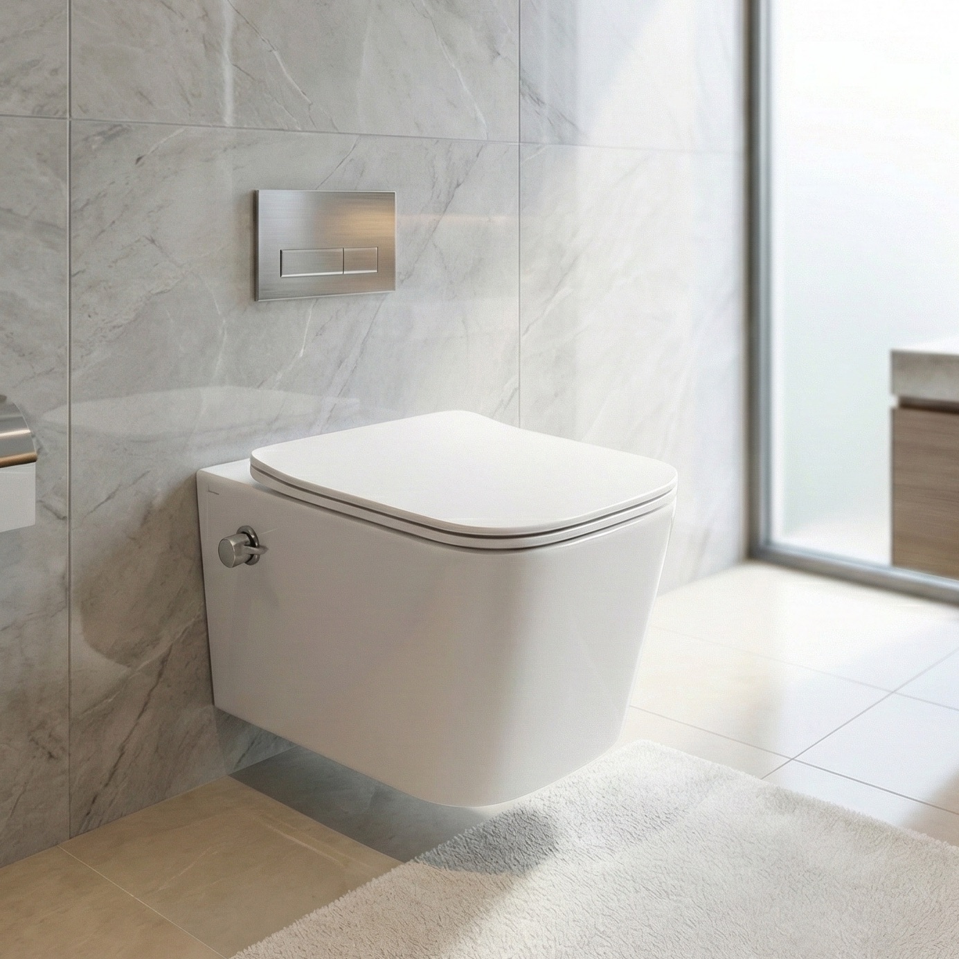 DeRicci დასაკიდი უნიტაზი ბიდის შემრევით DRC-BWH2102A-Bidet - თეთრი პრიალა