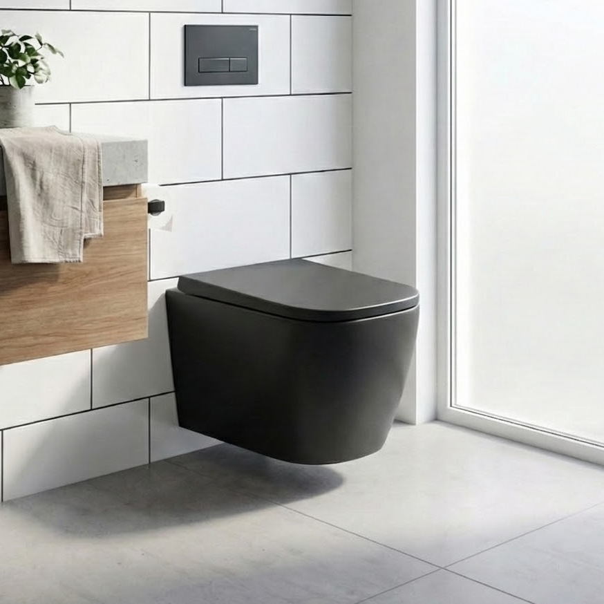 DeRicci დასაკიდი უნიტაზი DRC-WH2103-MB - შავი მატი 525x345x360mm