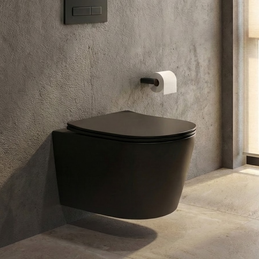 DeRicci დასაკიდი უნიტაზი DRC-WH2104-MB - შავი მატი 490x360x360mm