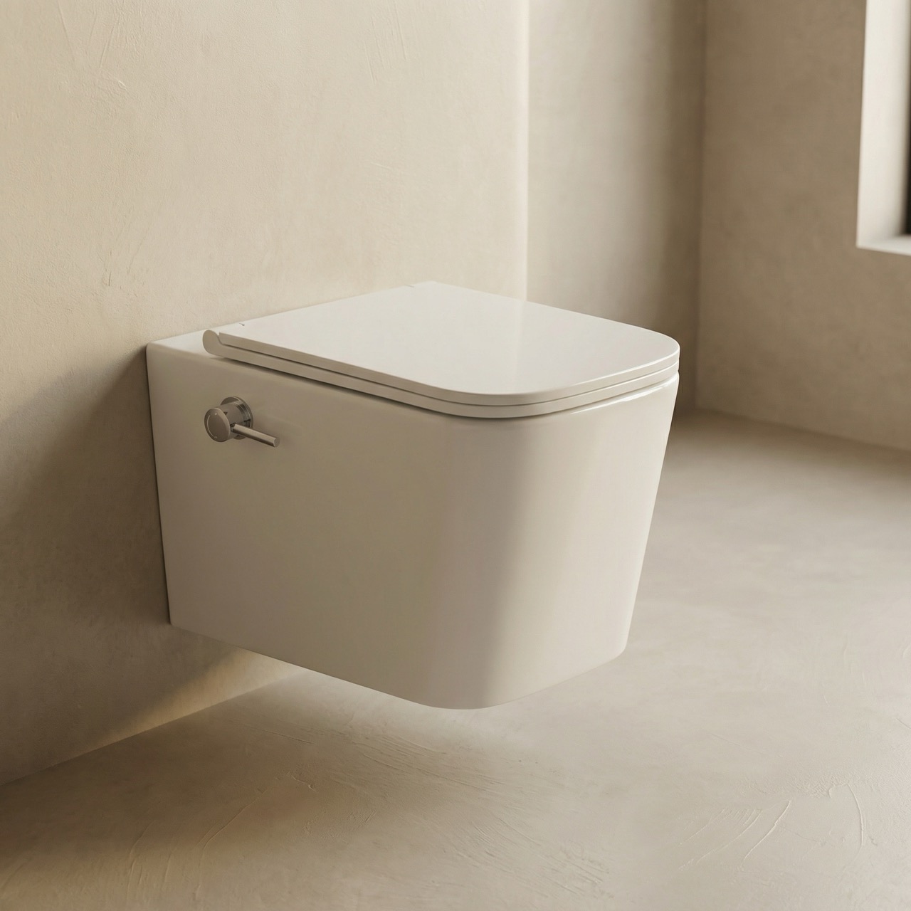 DeRicci დასაკიდი უნიტაზი ბიდის ფუნქციით DRC-BWH2102A-Bidet - თეთრი პრიალა