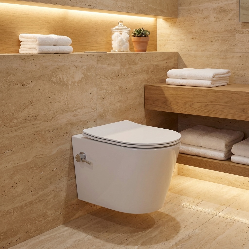 DeRicci დასაკიდი უნიტაზი ბიდის ფუნქციით DRC-BWH2105A-Bidet - თეთრი პრიალა