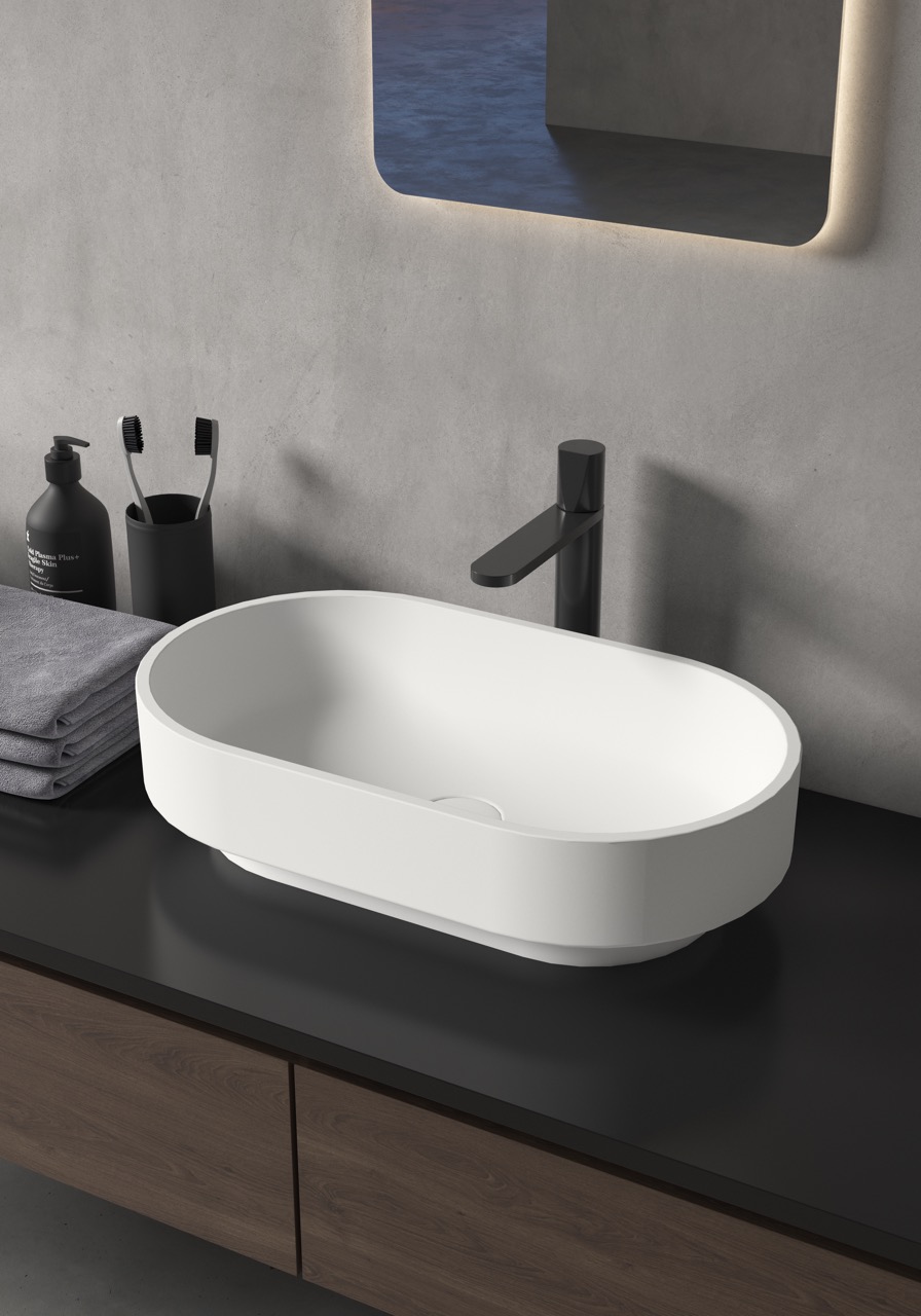 DeRicci ხელსაბანი 550x320x130 DE-1497 - თეთრი პრიალა