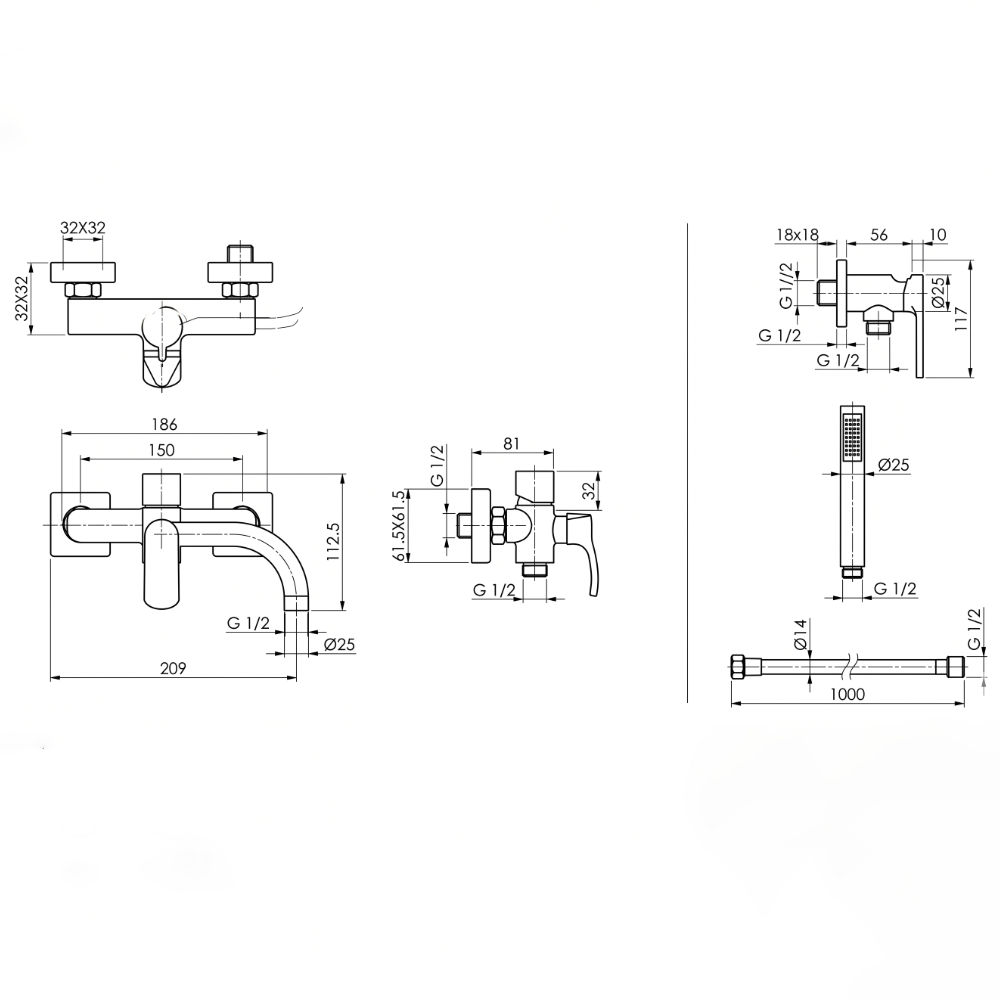 DeRicci ჰიგიენური შემრევი DE-12056SS-BN