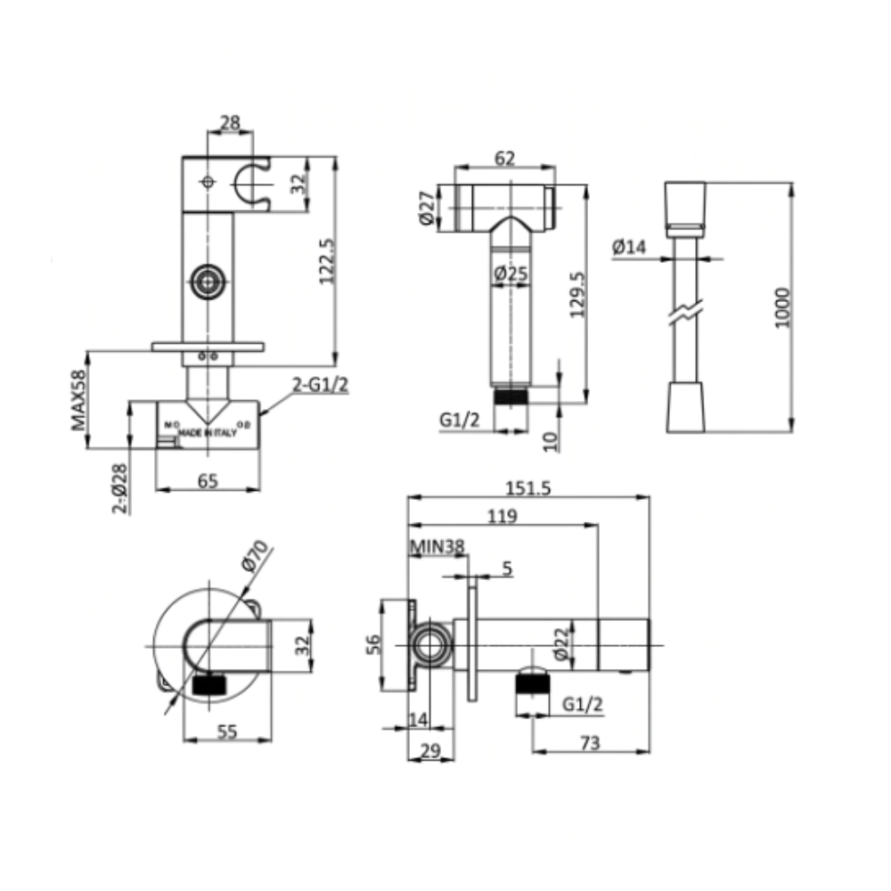 DeRicci ჰიგიენური შემრევი DE-12056D-RMP
